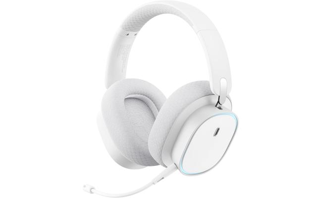 Baseus GH02 Gaming Wireless Headphones - Bluetooth 5.3, ANC, RGB, 40mm Driver, 40-Hour Playtime, IPX-6 - White
